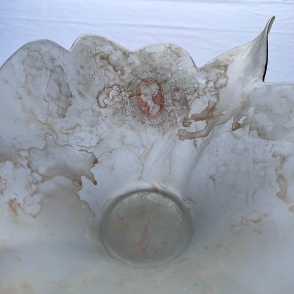 Vintage Arte Murano Silvestri Frosted Glass Italy Crystal Bowl with Cameo - Picture 3 of 8